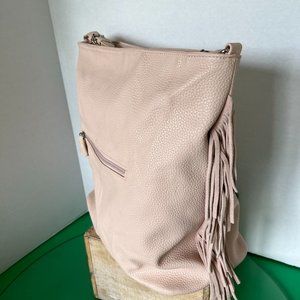 Expressions BoHo Beige Large Bag With 5" Fringe On Sides